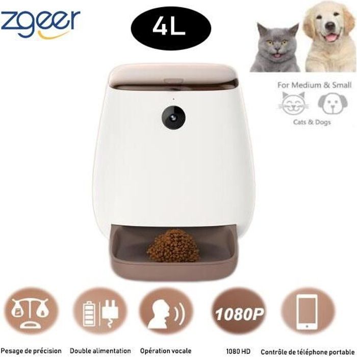 4l Distributeur Croquette Automatique Pour Petit Moyen Grand Chiens Chats Visionnage A Distance Wifi Voix Bidirectionnelle 1080p Cdiscount