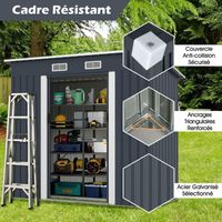 Abri De Jardin Métal Galvanisé 1 M² – Capacité 1,6 M³ – Porte Verrouillable – Montage Par Emboîtement – Pour Vélos, Poubelles, Outils – Gris - 4