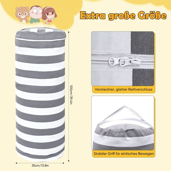 Pouf Peluche Géant 200 L – Housse De Rangement + Rembourrage Animaux Enfant, Canapé-Siège Sol Multifonction