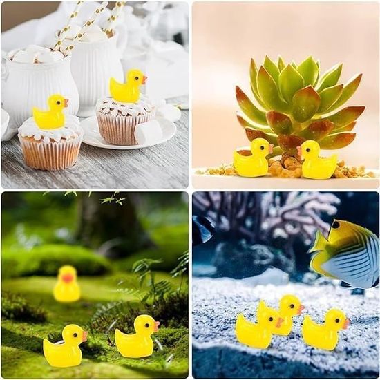 CENPEK Lot de 50 mini canards miniatures en résine pour jardin, aquarium, maison de poupée, accessoires de Noël (jaune