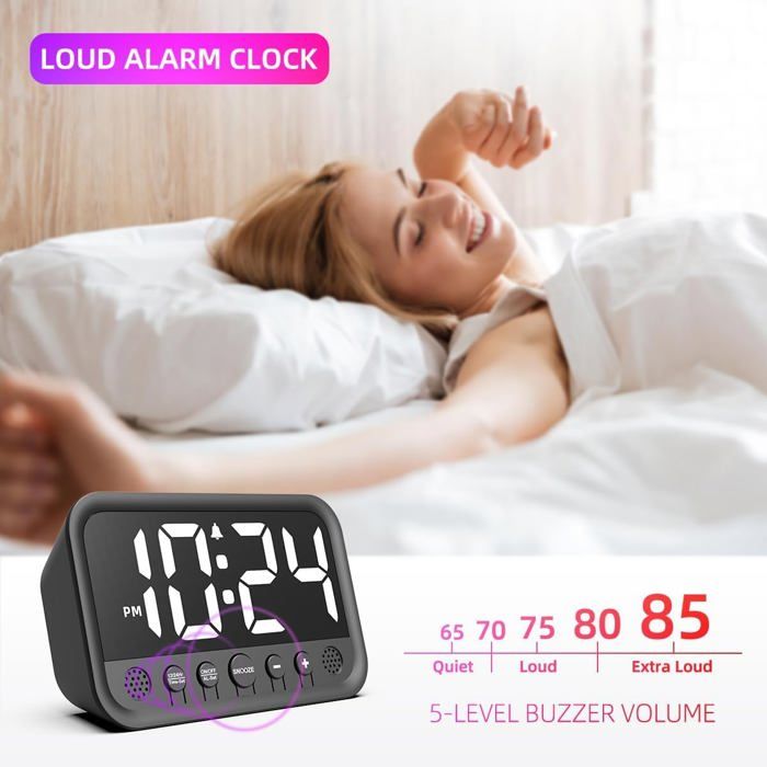 RÉVEIL NUMÉRIQUE GRAND écran miroir LED horloge pour salon EUR 13,76 - PicClick FR