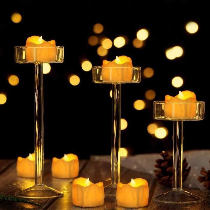 Bougies led flamme vacillante lumière, lot de 12 bougies led à batterie  éclairage ultra réaliste décoration festive lights po[A122] - Cdiscount  Maison