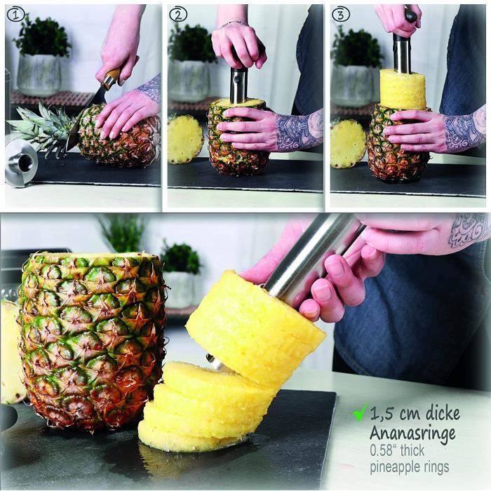 COM-FOUR® 2x coupe-ananas 3 en 1 - épluche-ananas en acier inoxydable, va  au lave-vaisselle - vide-ananas - vide-ananas avec l[700] - Cdiscount Maison