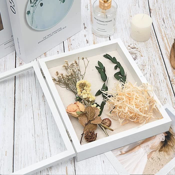 Cadre Photo Profond A4 Avec Vitre - Pour Fleurs Séchées, Souvenirs 3D - DIY Décoration Intérieure - Bois Blanc - 9