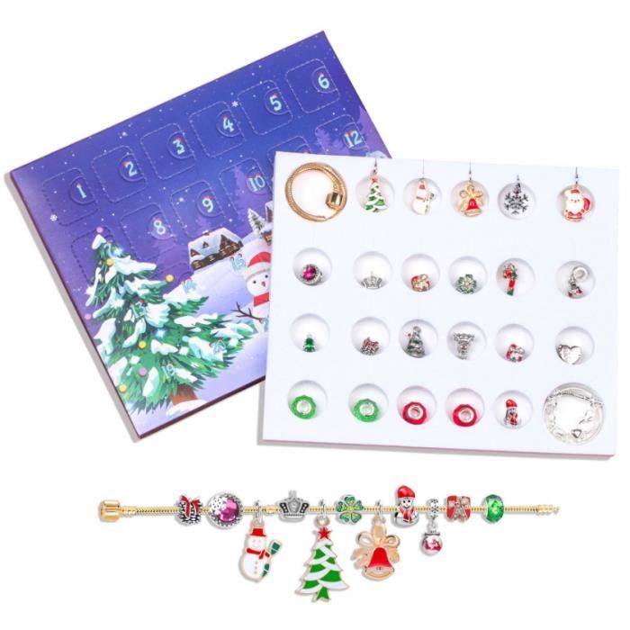 Calendrier De L'Avent 2024 Enfant Fille – Bracelets, Collier Et 24 Pendentifs à Créer – Cadeau DIY Noël