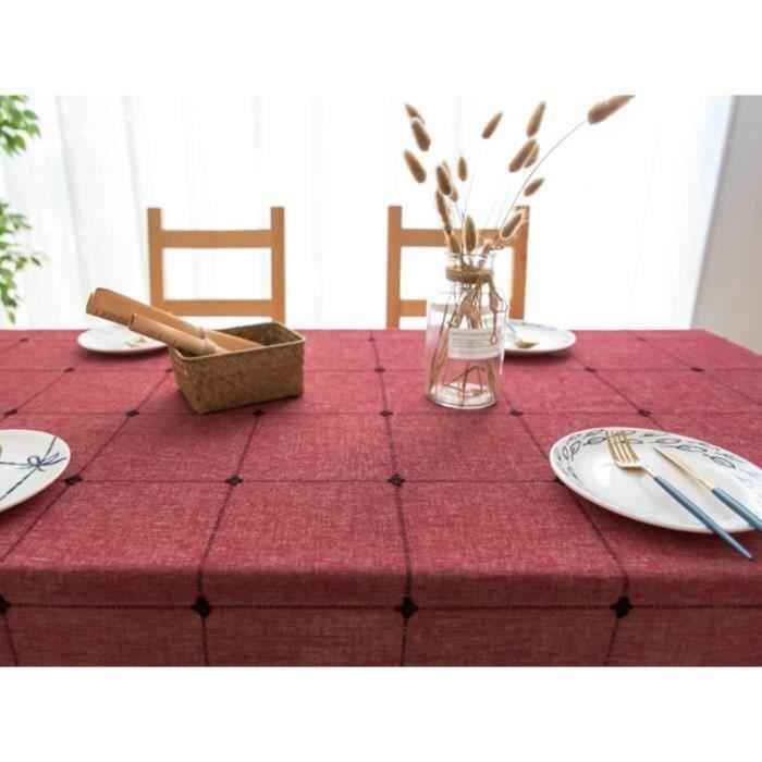 Nappe De Table Rectangulaire PVC Hearda - Imperméable Anti-Taches 140x220 Cm Bleu
