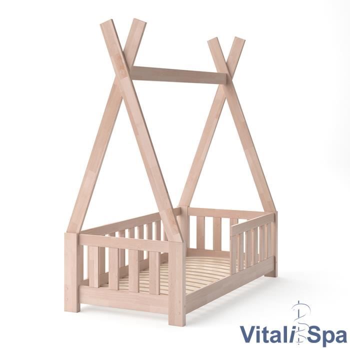 Lit pour enfant - VITALISPA - TIPI - Bois massif - Style enfant - 70 x 140  cm - Cdiscount Maison