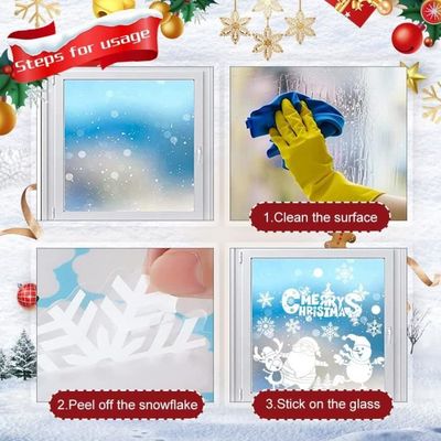300 Autocollants Fenêtre Noël - Flocons Neige Et Rennes En PVC, Décoration Magasin Réutilisable, Facile à Poser - 4