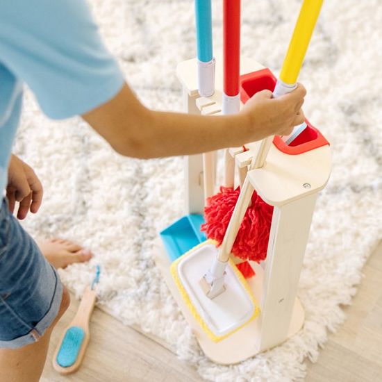 Ensemble de Nettoyage pour Enfants, Jeu de ménage, Balai, vadrouille, Pelle à poussière, Seau, Brosse, Ensemble de Jouets pour garçons et Filles