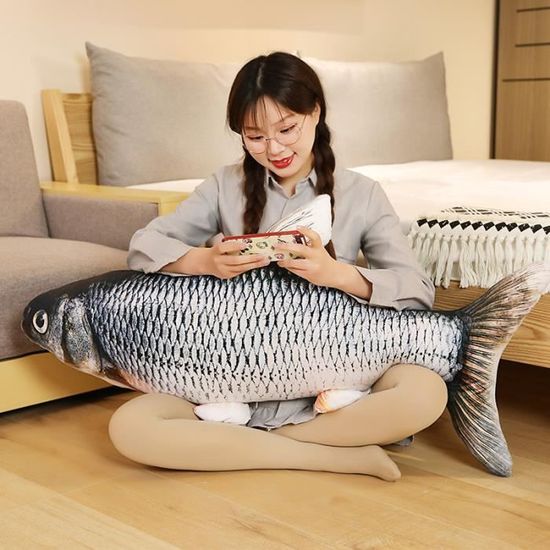 Oreiller Poisson Koi Géant 30 Pouces – Peluche Réaliste, Housse Amovible, Super Doux – Décoration Et Câlin