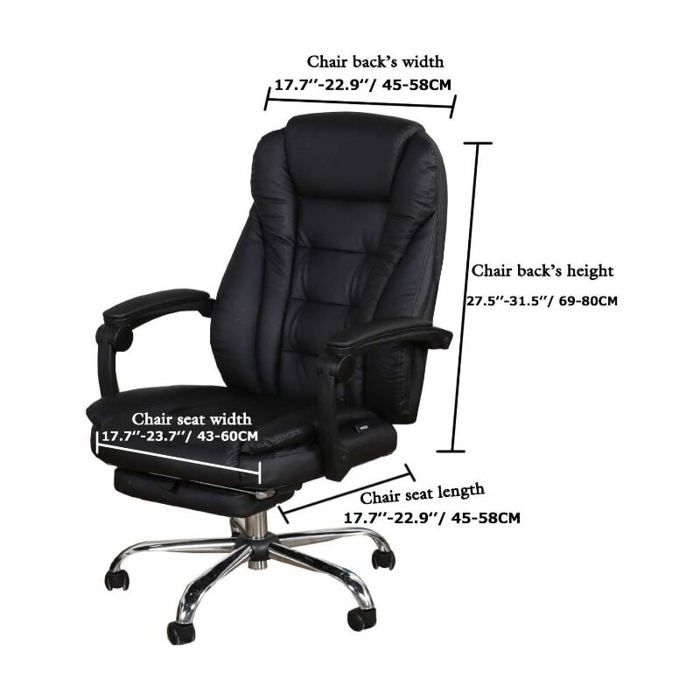 Housse De Chaise De Bureau Extensible Universelle - Tissu élastique Lavable, Fermeture éclair - Protection Contre Poussière Et Usure - Noir
