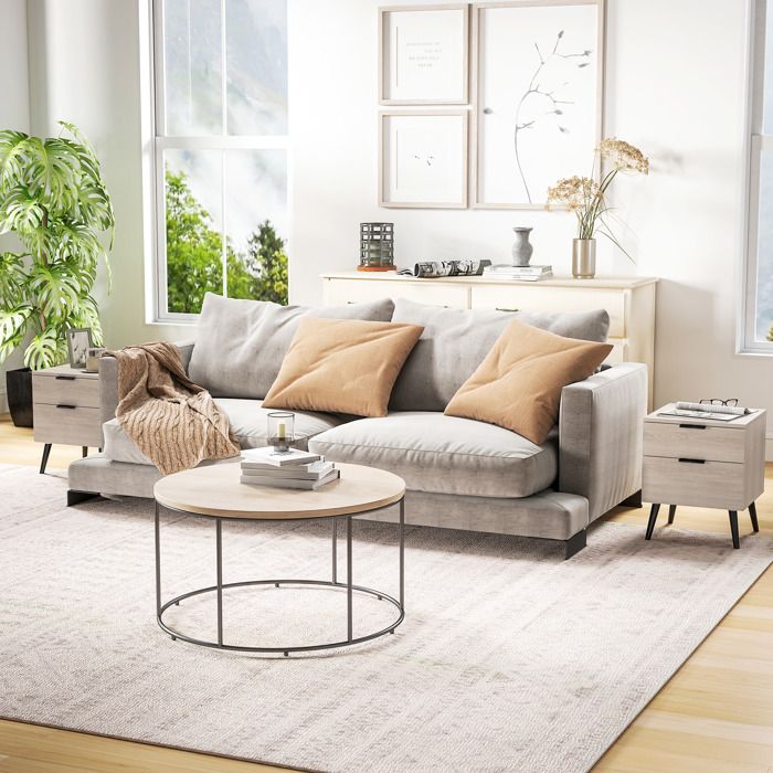 Lot De 2 Tables De Nuit Modernes En Bois Massif – état Neuf, Design Sobre