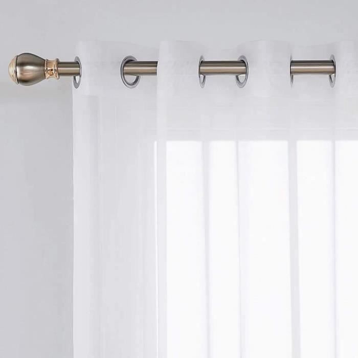 Rideau Voilage Moderne Blanc AG12 - Prêt à Poser, Sur Mesure, Pour Salon/chambre