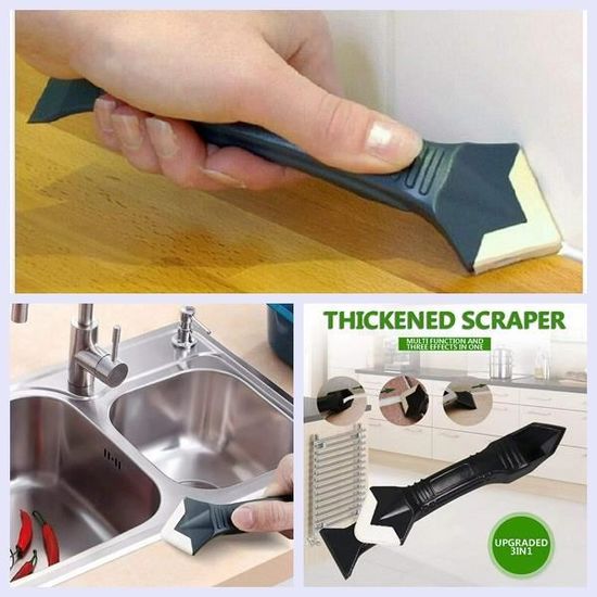 pour le nettoyage de coin de plancher de cuisine de salle 1 jeu Glass Glue Angle Scrapers Adhesive Residue Scraper Seam Repair Tools,Outil durable de dissolvant de mastic de silicone 