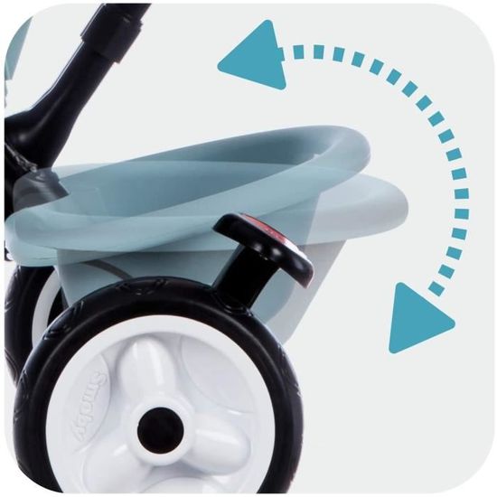 Tricycle évolutif Smoby Baby Driver Plus – Bleu, Dès 10 Mois, Roues Silencieuses, Frein Parking