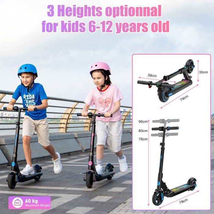 EVERCROSS EV6 Coche Eléctrico Infantil, 4-en-1 Recargable Carro, 3 Velocidades, Motor Brushless 90W, Anti-vuelco, Luces LED & Bluetooth, Patinete Eléctrico Plegable con Volante 360° para Niños