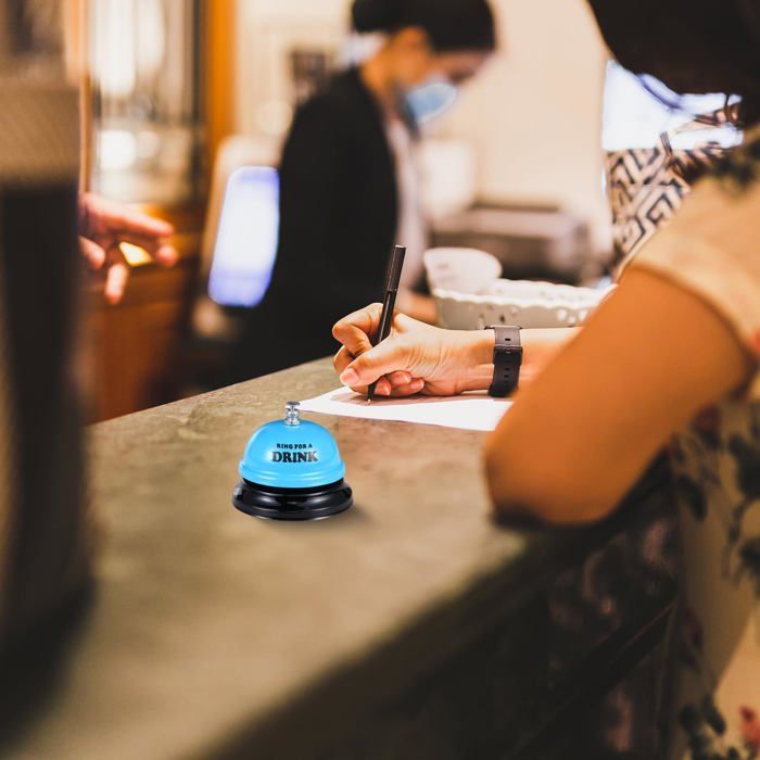 Sonnette De Service Bleue En Acier Inoxydable De 7,5 Cm De