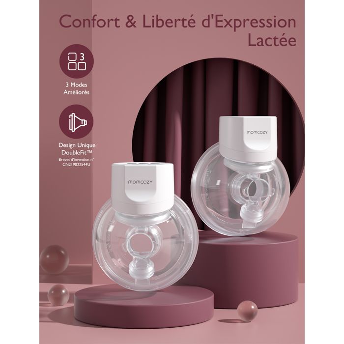 Tire-lait électrique Mains Libres Cozy Pump - Portable, Silencieux, 9 Niveaux - Kit Complet Avec 5 Tétines, 30 Sachets De Conservation, Pochon - Cadeau Naissance