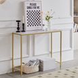 DOWISDOL Simple couche - Table console en bois de marbre - Cadre en métal doré - Table d'appoint-Entrée-Salon-Table de chambre-0