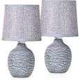 BRUBAKER - Lampe de table/de chevet - Lot de 2 - Design campagne/rustique - Hauteur 27 cm - Pied en Céramique-0