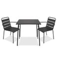 Ensemble table et fauteuils empilables de jardin OVIALA Palavas en acier gris-0