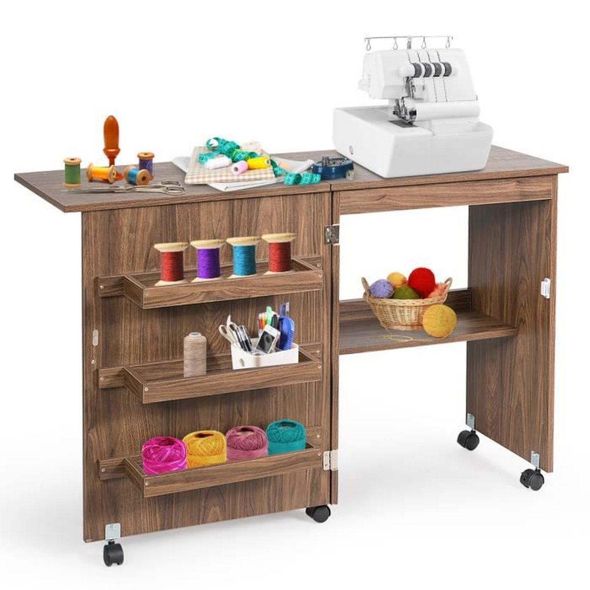 Costway Meuble Pour Machine A Coudre Table De Couture Pliante Avec