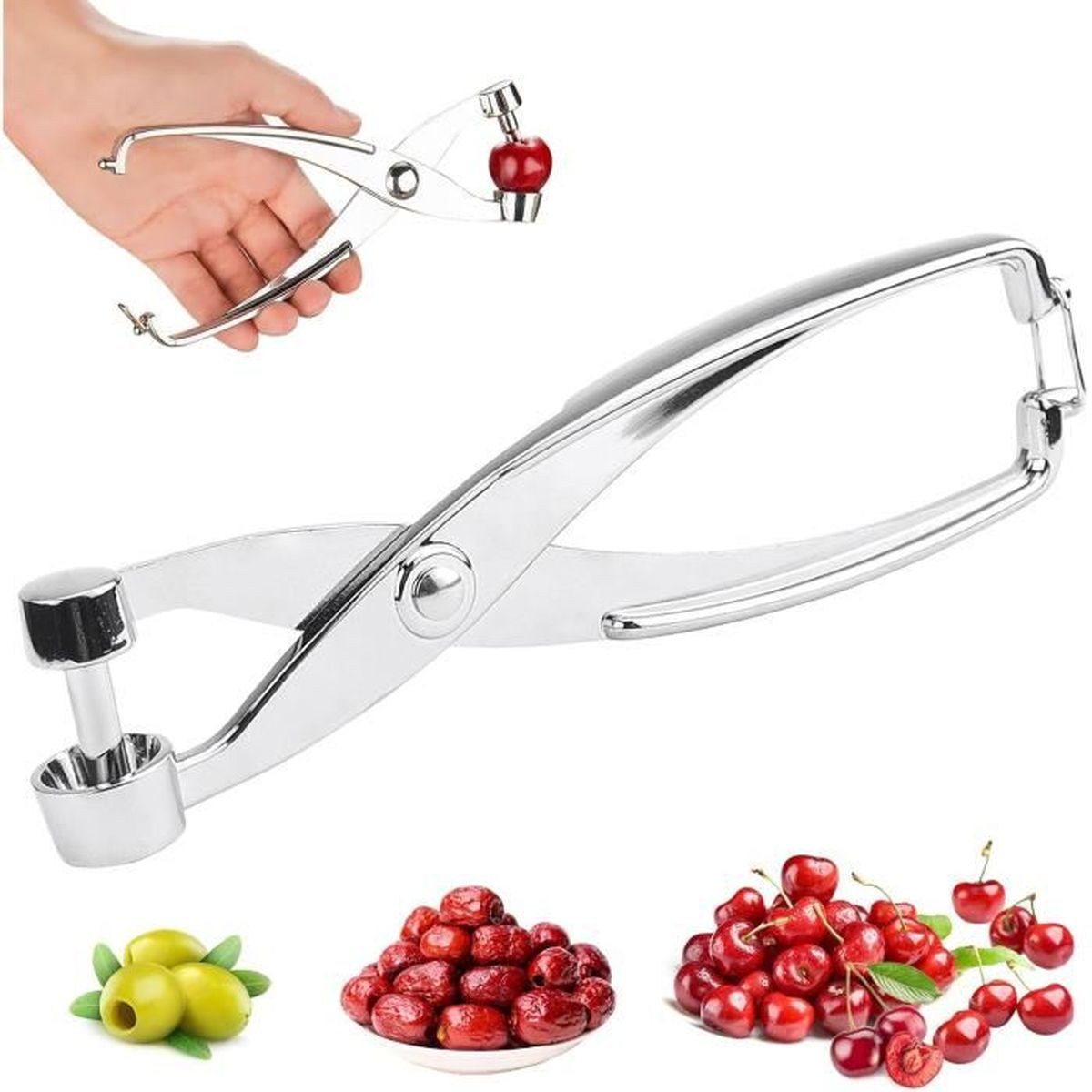 Dénoyauteur à Cerises Manuel - 7 Trous - Protection Anti-éclaboussures - Pour Cerises, Olives, Dattes