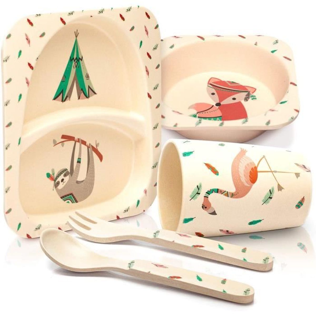 Bambuswald C Assiette Enfant Couvert Enfant Bambou 5 Pieces Assiette Gobelet Bol Fourchette Enfant Cuillere Bebe Ecolo Cdiscount Puericulture Eveil Bebe