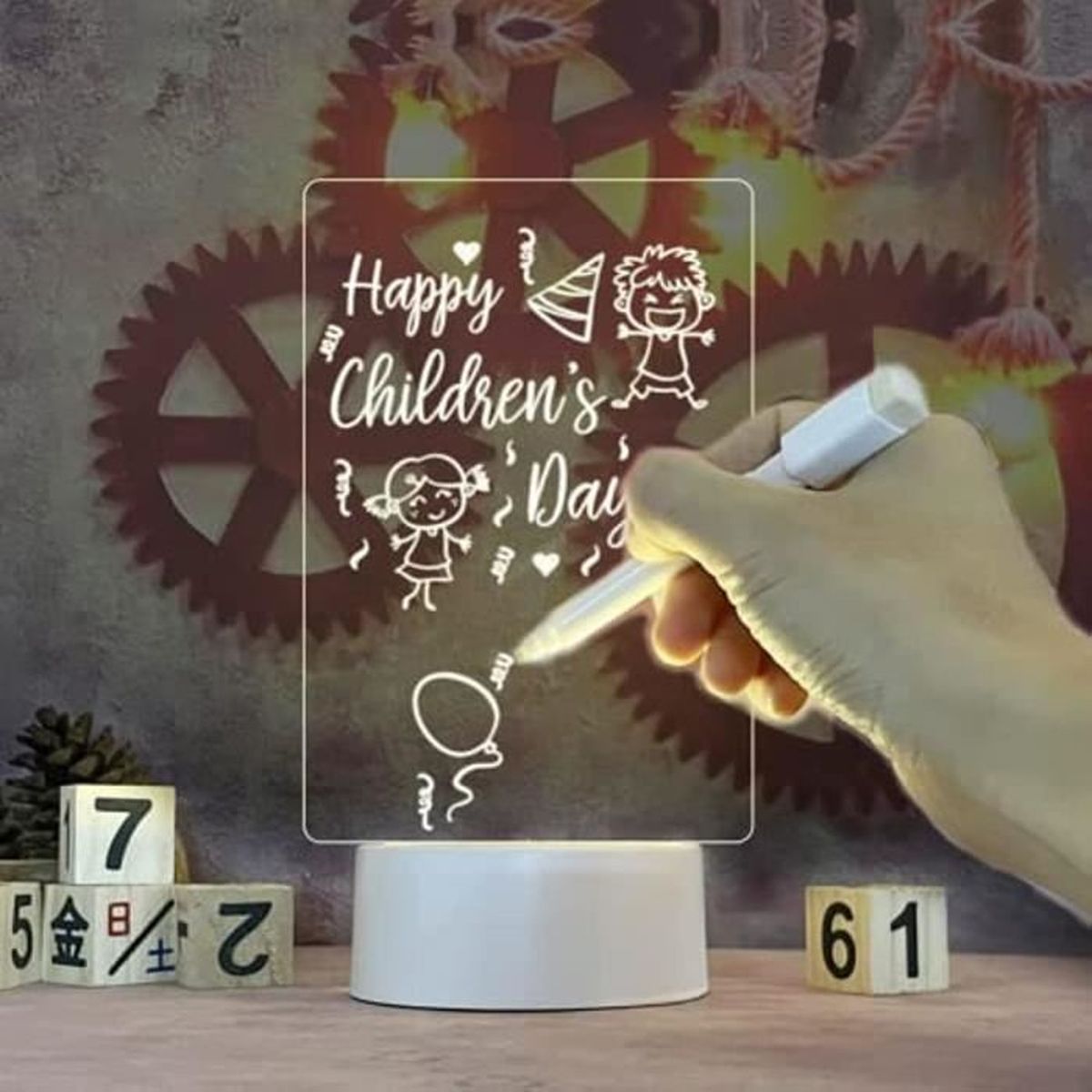 Tableau Lumineux Effaçable Kyduu - 30x20cm - LED Avec Stylos 7 Couleurs - Pour Enfants Ou Déco