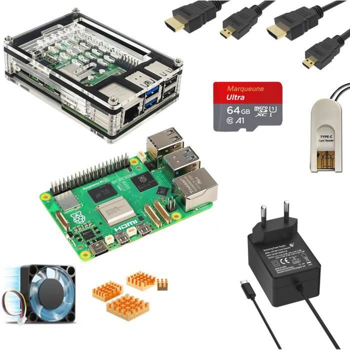 Kit Case Per Raspberry Pi Zero 2 W - Custodia Alluminio, Dissipatore, Hub USB 4 Porte, Alimentazione QC3.0 - Foto 9
