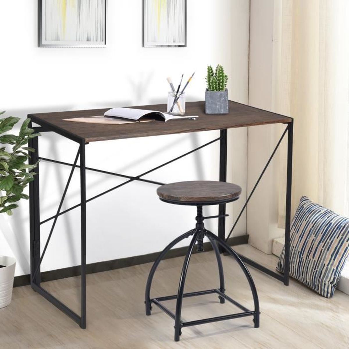 bois Bureau et noir en metal rCBWxdoeQ