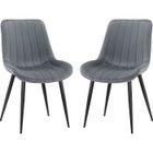 WAFTING Lot de 2 Chaises de Salle à Manger avec Assise et Dossier Tapissés en Velours, Pieds en Métal Robustes,Gris Foncé