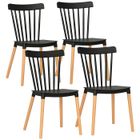 Lot de 4 chaises de salle à manger - HOMCOM - style scandinave - assise en polypropylène - pieds en hêtre - 48 x 52,5 x 83 cm noir