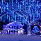 LAPAMAX Lot 3 Guirlande lumineuse de pluie de météores Bleu 30cm 192 LEDS,Éclairage 360°,Effet Neige Lumineuse,Décoration Noël, Parc, Hôtel