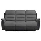 Canapé de Relaxation 3 places en Microfibre et Simili LÉON - Gris et Noir - L191 x 94 x 100cm - LOUNGITUDE