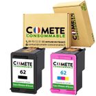 62 Fabriqué en France- Pack 2 Cartouches d'Encre Compatibles avec HP 62 Sans Affichage du Niveau d'Encre COMETE CONSOMMABLE