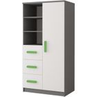 HUCOCO MARLIE - Armoire chambre d'enfants - 3 tiroirs + 5 étagères - 160x80x40 cm - Poignées colorées - Vert