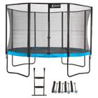 Kangui - Trampoline de jardin 365 cm + filet de sécurité + échelle + kit ancrage | PUNCHI Bleu 360