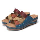 Sandales pour femmes - KJEHOME - Sandales confortables à talon incliné et à bout ouvert - Bleu