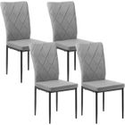 WOLTU Lot de 4 Chaises Salle à Manger, Chaise de Cuisine en Velours, Siège Rembourré, Pieds en Métal, Gris foncé W0ATT0047-4