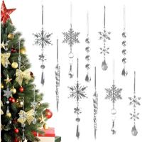 Ensemble de décorations pour sapin de Noël, ornements de flocons de neige et de stalactites suspendus pour sapin de Noël, Nouvel An