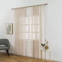 Rideaux de fenêtre en coton et lin à texture fine pour chambre à coucher, salon – 100 x 200 cm (beige)