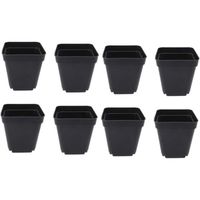  Godet pour Semis Noir 50Pcs - Carré Pots de Plantes en Plastique-Petit Pot de Fleur Interieur Exterieur (Noir/ 6x6x6.5cm)