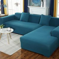 Housse de canapé en polyester protection de canapé 3 + 2 places en forme de L d'angle pour meubles de maison(bleu ciel)