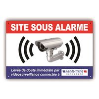 Panneau Alarme Video Surveillance, caméra - Système relié à Gendarmerie - PVC 300x200 mm + 4 trous - Résistant UV - GRBB