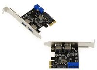 Carte contrôleur PCIe vers USB 3.0 vers 4 ports 5G : 2 EXTERNES et 2 INTERNES (prise USB3 19 points). Avec Chipset Via VLI VL805