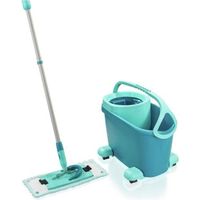 LEIFHEIT Clean Twist M Ergo mobile 52121 Kit de nettoyage sol - Balai à plat lave sol avec housse, seau à essorage facile, roulettes