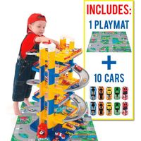 Garage 6 étages MOLTO - Modèle Molto - 10 voitures - Tapis de jeu - Bleu/Jaune - Enfant - Mixte