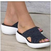 Sandales pour femmes REMYCOO - Noir - Talons bas - Chaussures compensées légères
