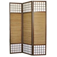 Paravent japonais avec bambou en bois de 3 Panneaux - Hauteur 175 x Longueur 132 x Profondeur 2,2 cm